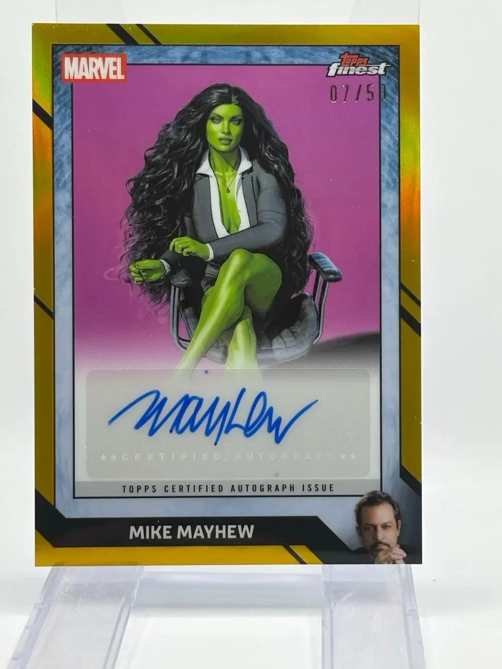 2026 Topps Finest Fantastic Four Mike Mayhew She-Hulk Artist Gold Auto 7/50 SP